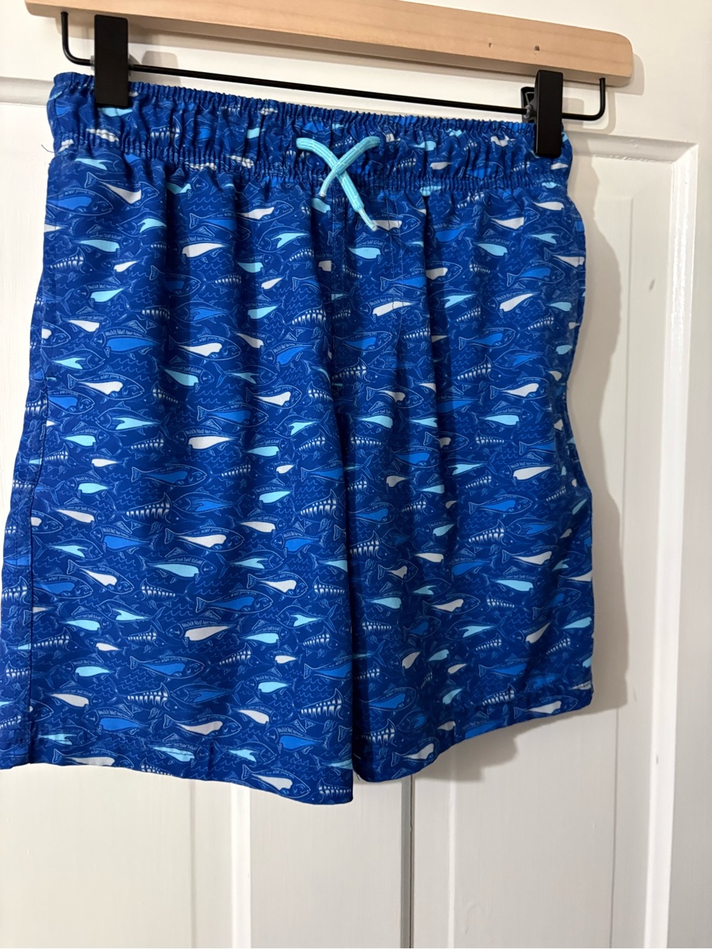 Caribbean Joe Boys Blue Shark-Print Swim Trunks